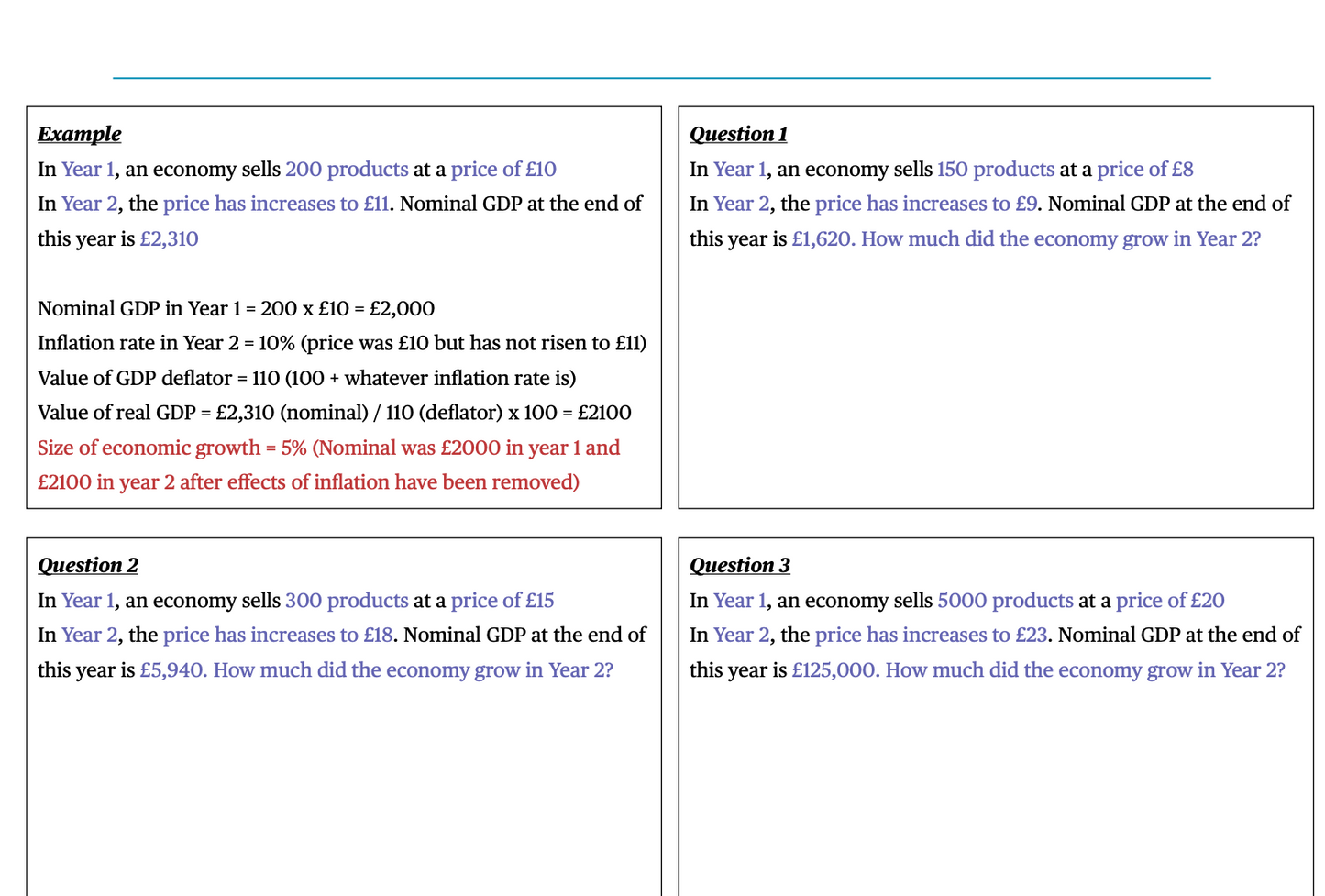 GDP and Economic Growth Worksheet